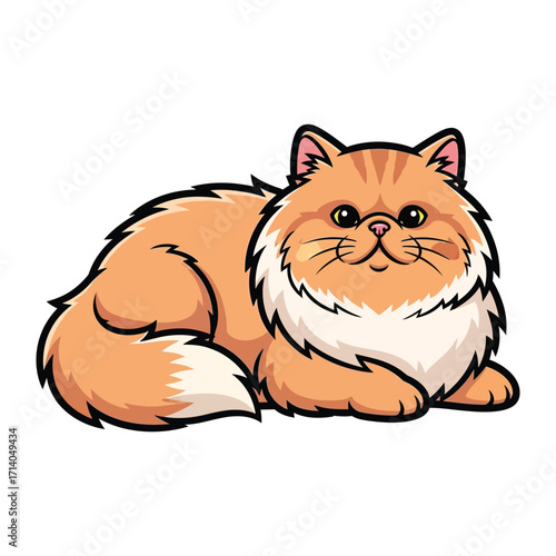 Charming Feline Portrait: A cuddly and content, ginger cat, rendered with delightful illustration. This artwork is an ideal image of playful personality, sure to captivate cat lover
