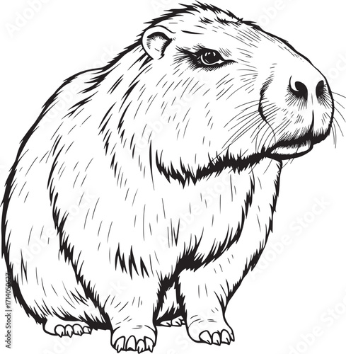 Capybara. Hand drawn vector illustration