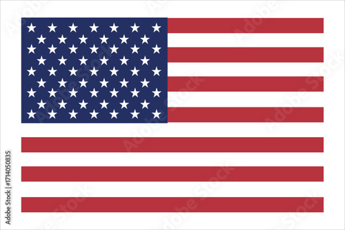 The US flag. Correct proportions and color, vector flag.