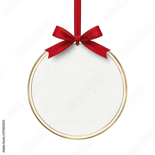 Blank Christmas ornament with red ribbon