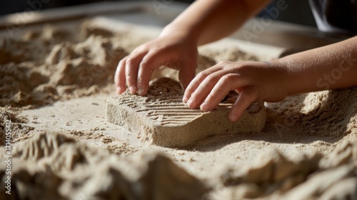 Child playing with kinetic sand