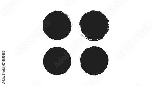 Black Grunge Round Shapes Set for Graphic Design - Isolated Transparent PNG