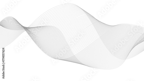 Abstract wave element for design. Digital frequency track equalizer. Wave with lines created using blend tool. Curved wavy line, smooth stripe.
