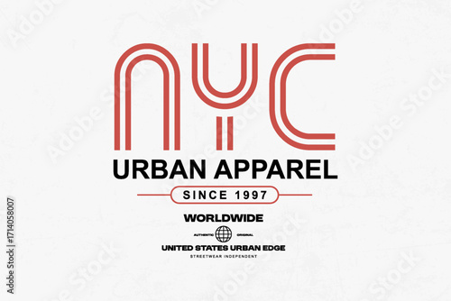 Urban Streetwear Aesthetic vector graphic design	 NYC Urban Apparel Logo Streetwear Style
