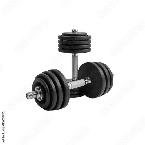Two Dumbbells with Black Weight Plates fitness exercise