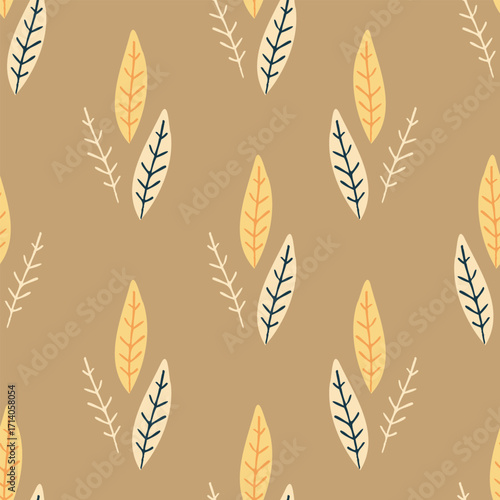 Autumn leaf seamless repeat brown background