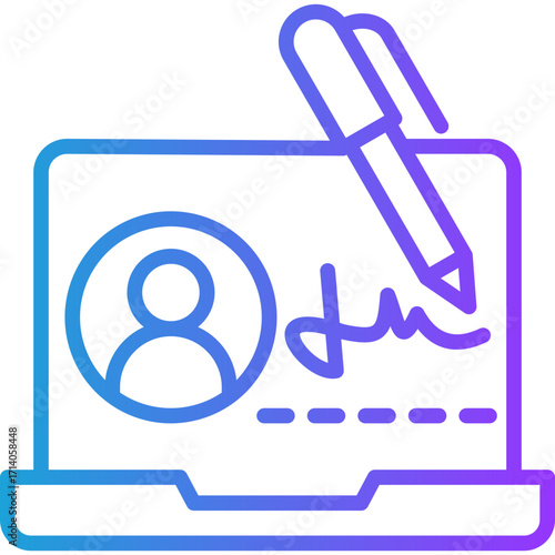 Electronic Signature line gradient icon