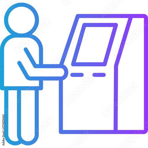 Self-Service Terminal line gradient icon