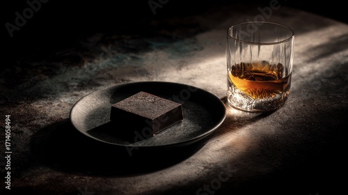 Dark chocolate dessert with whisky