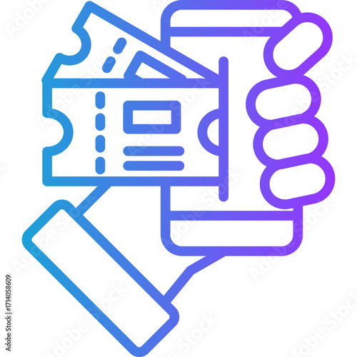 Mobile Ticketing line gradient icon