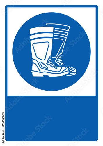 mandatory safety signs_wear foot protection chemical boot your custom message here portrait size a4/a3/a2/a1 v2	 
