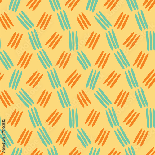 Abstract pattern teal yellow brush strokes