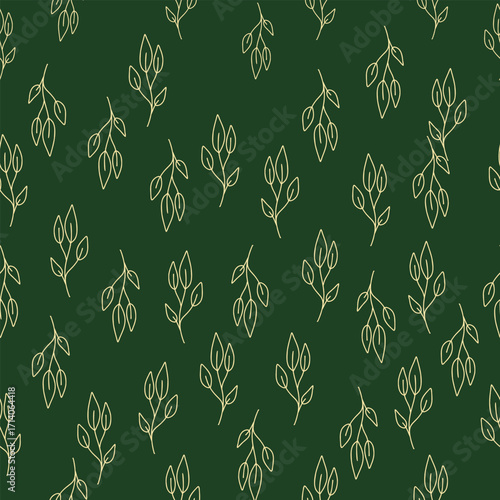 Seamless repeat pattern with green leaves