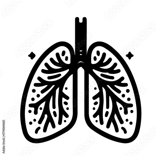Lungs Vector Icon in Black and White