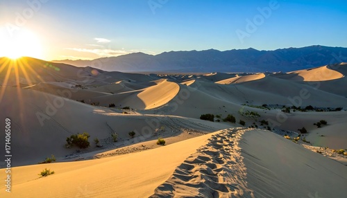Fototapeta Naklejka Na Ścianę i Meble -  Sunrise over desert dunes (2)