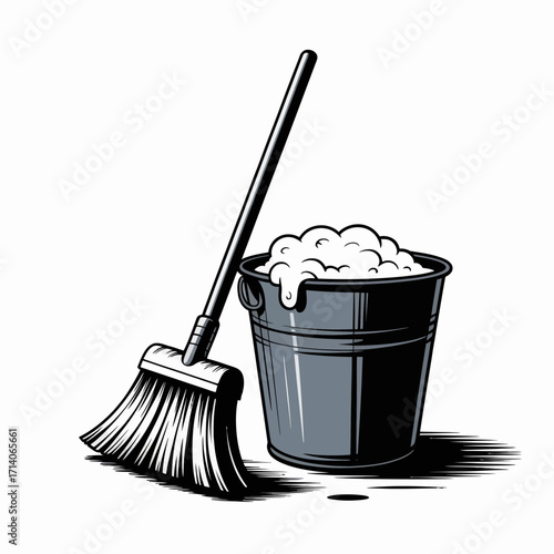 bucket and mop