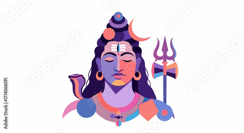 seamless paint ilustration Lord shiva on white background