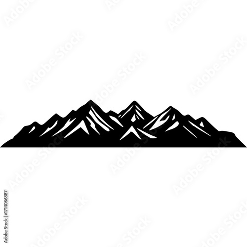 Mountain range silhouette vector illustration landscape peak adventure
