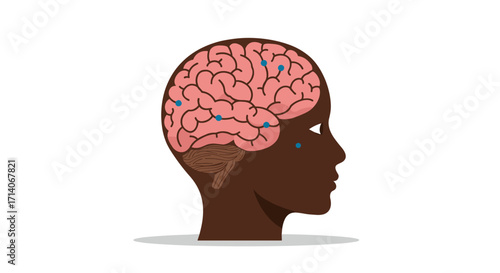 Silhouette profile with neural network inside human brain concept