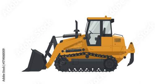 Heavy equipment bulldozer side view on white background for construction projects