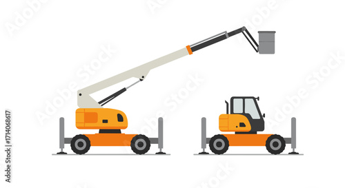 Flat construction equipment: boom lift and forklift design