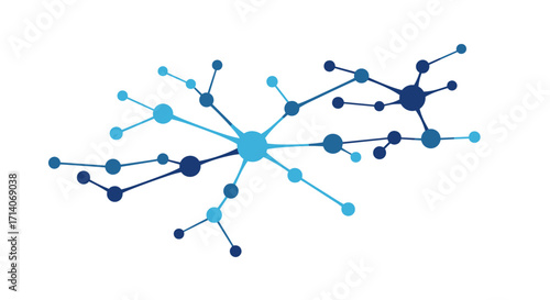 Abstract neural network diagram with blue nodes and connecting lines