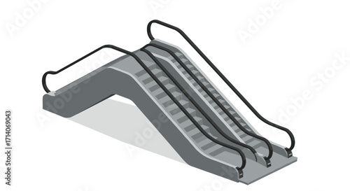 Modern isometric escalator design with shadow in minimalist style