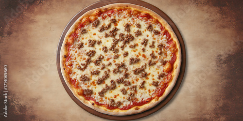 Delicious traditional Italian pizza topped with hot sausage and melted cheese on classic crust, perfect for any meal