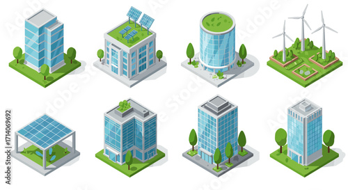 Sustainable urban buildings with green roofs and renewable energy