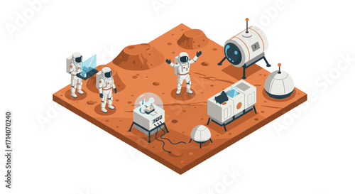 Isometric mars exploration: astronauts and technology on the red planet