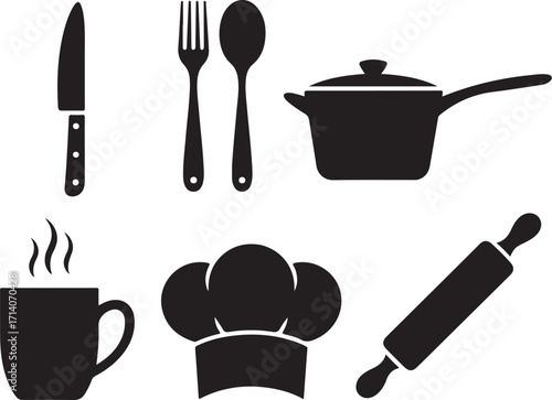 Culinary icons chef tools cooking essentials for kitchen success