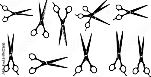 Barber scissors silhouette, Scissors silhouette, Barber scissors svg, Hair scissors silhouette, Hair stylist scissors svg, Hair saloon scissors svg, Scissors svg, Scissors vector illustration