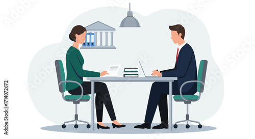 Business meeting in modern office setting with a focus on finance