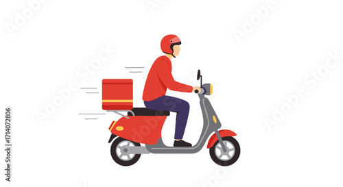 Fast food delivery rider on scooter in flat design