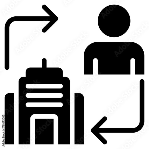 B2C Icon in Glyph Style Suitable for Web, Apps, Presentation, or Printable Meanings