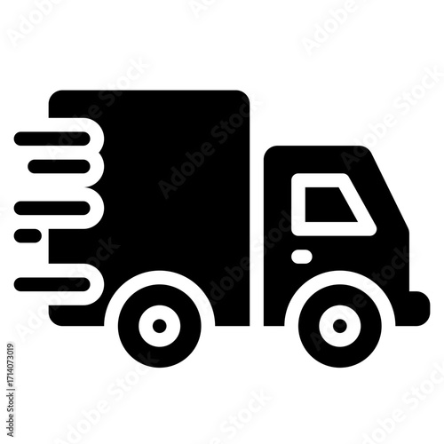 Delivery Truck Icon in Glyph Style Suitable for Web, Apps, Presentation, or Printable Meanings