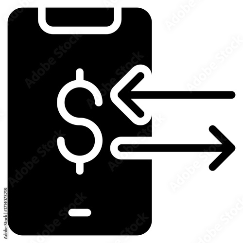 Online Transaction Icon in Glyph Style Suitable for Web, Apps, Presentation, or Printable Meanings