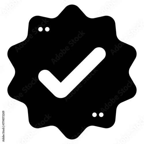Verified Badge Icon in Glyph Style Suitable for Web, Apps, Presentation, or Printable Meanings