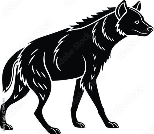 Fierce Wolf Silhouette in Bold Graphic Style with Dramatic Contrast