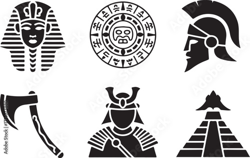 Ancient icons history culture warrior symbols pharaoh warrior pyramid