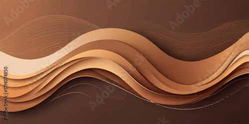 A swirling light and dark brown chocolate wave pattern on a vector background