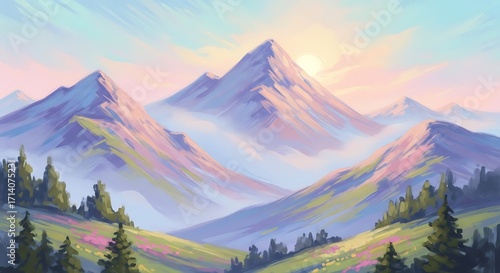 Mountain Landscape Sunrise.