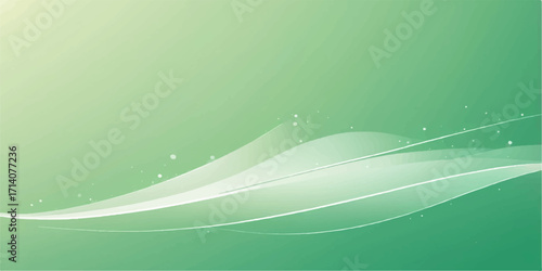 Abstract green wave lines flow smoothly across a gradient backdrop, creating a light and fluid wallpaper design