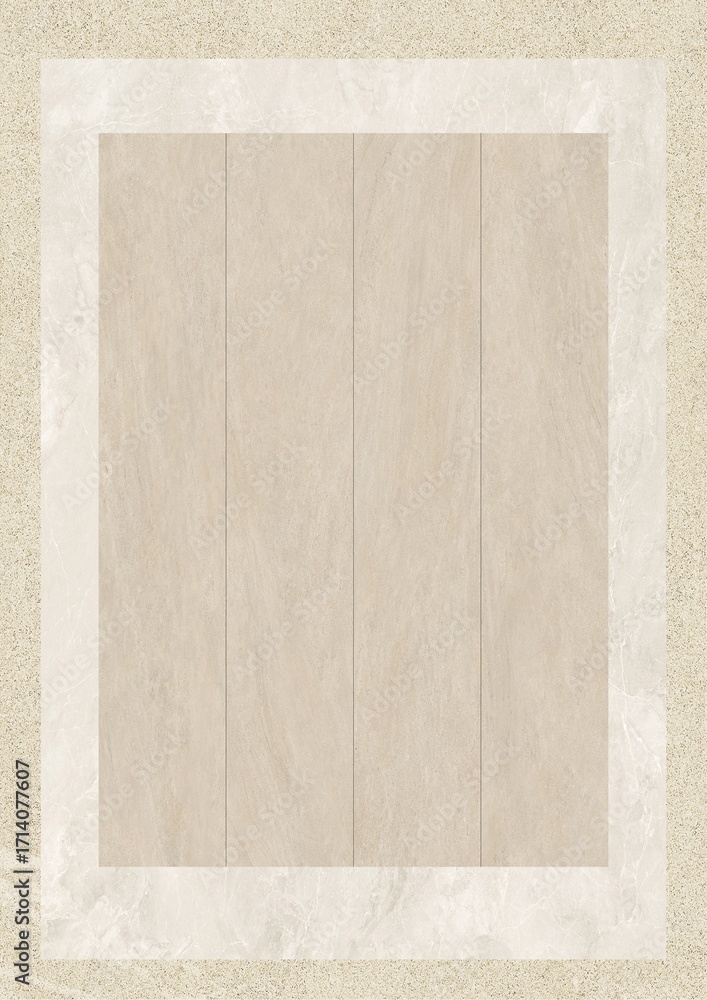 Fototapeta premium Beige wooden panel with vertical planks framed by a marble border