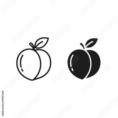 Peach Fruit Icon Set
