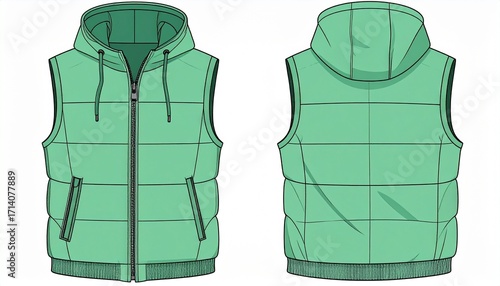 Vest Mockup for Product Design - Work Attire Template for Logo Placement and Branding - Print Technical Outline for Corporate Merchandise