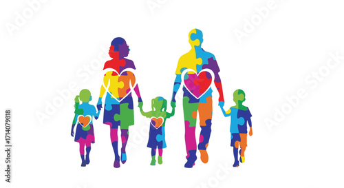 A diverse group of colorful cartoon people smiling together in a circle
