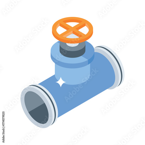 Trendy 3d style icon of household pipe valve