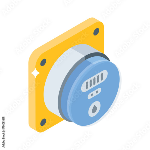 Premium 3d style icon of digital water meter