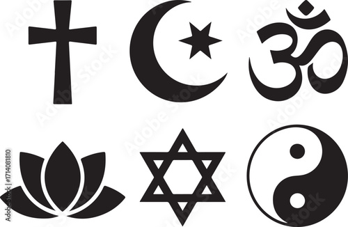 Diverse religious symbols unite in harmony